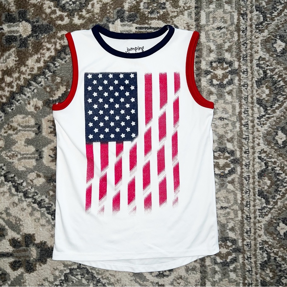 Jumping Beans White and Red American Flag Tank Top